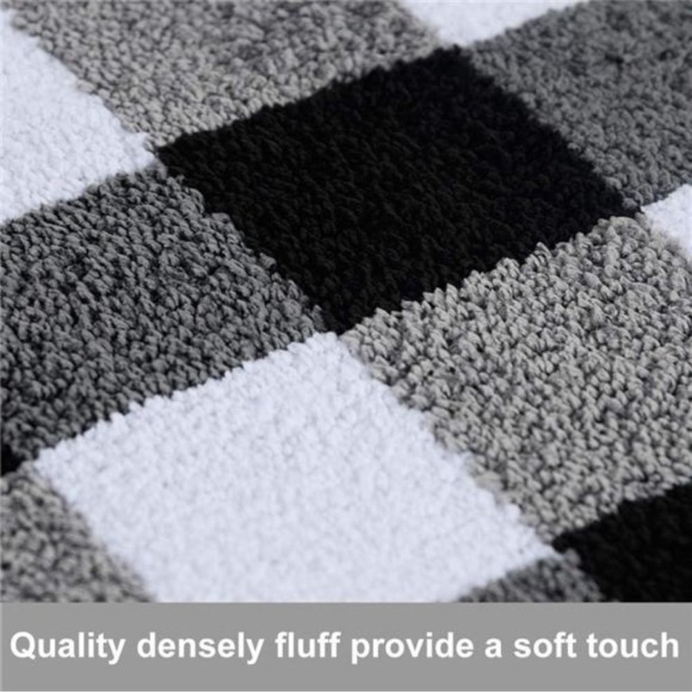 2 Pieces Buffalo Plaid Check Rug Set Water Absorb Microfiber NonSlip Kitchen Rug - Picture 6 of 7